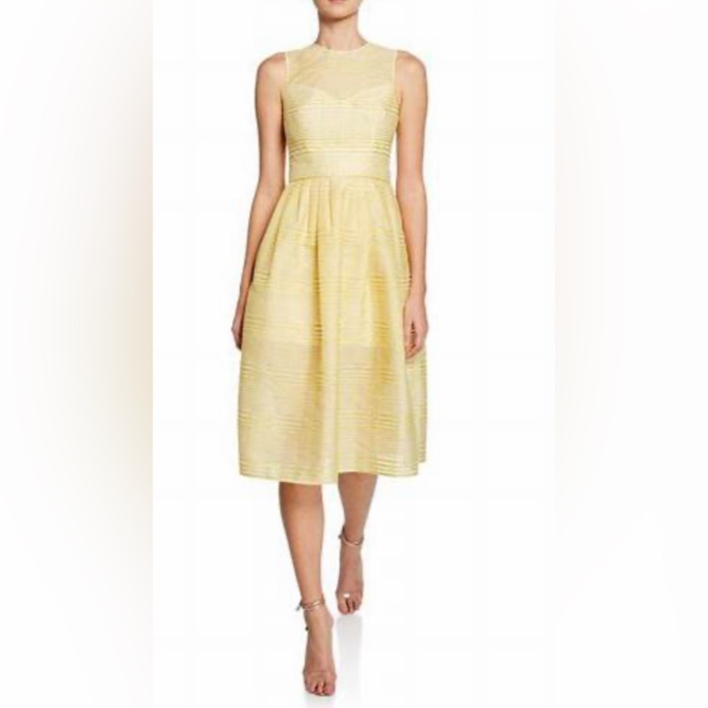 Halston Heritage Striped Organza Dress